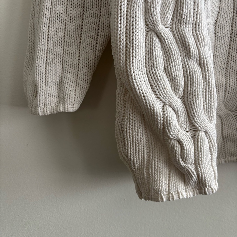 Vintage 100% Cotton Scoop Neck Cable Knit Sweater - Picture 5 of 9